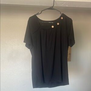 Elegant Black Button-Detail Women's Top